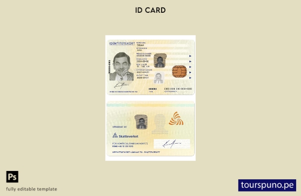 Plantilla PSD de tarjeta de identidad de Suecia lista para imprimir, – plantilla